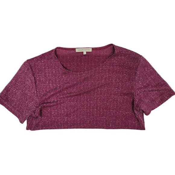 Seven Seven Women's Sparkly Berry Pink Short Sleeve Top in a Size Small - Picture 8 of 10
